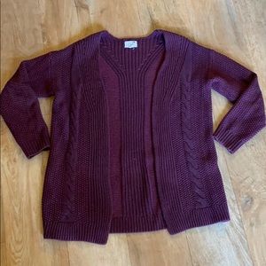 Heavy knit long maroon cardigan